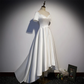 White Simple Beaded Short Sleeves High Low Wedding Party Dress, White Party Dress gh58