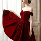 Lovely Sweetheart Wine Red Velvet Short Party Dress, Dark Red Velvet Prom Dress Homecoming Dress  gh98