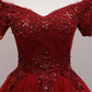 Tulle Dark Red Off The Shoulder Knee Length Homecoming Dress, Red Party Dress gh490
