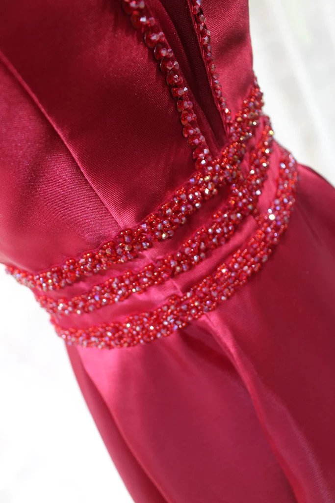 Beautiful Dark Red Satin V-Neckline Party Dress, Charming Short Homecoming Dress  gh531