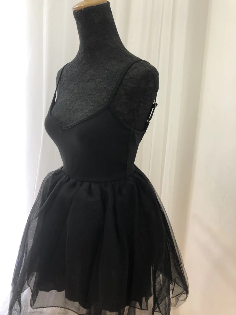 Sexy Tüllträger Kleines Schwarzes Kleid, Mini Damenkleid gh499