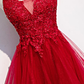 Robe de soirée longue à la mode en tulle et dentelle rouge, robe de bal longue gh277