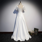 White Simple Beaded Short Sleeves High Low Wedding Party Dress, White Party Dress gh58