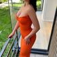 Orange Schatz-Meerjungfrau-Abschlussballkleid mit Schlitz gh773