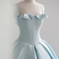 Robe de bal longue en satin bleu, robe bleue Sweet 16 gh984
