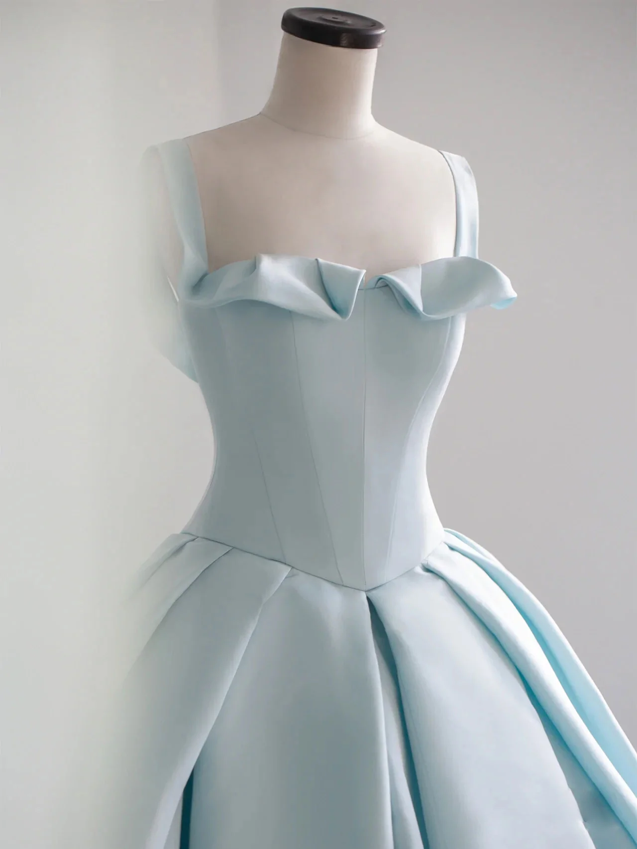 Robe de bal longue en satin bleu, robe bleue Sweet 16 gh984