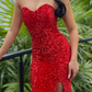 Red Sweetheart Long Mermaid Prom Dress With Sequins gh754
