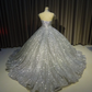 Silver gorgeous shiny elegant long exquisite sequin ball gown wedding dress modern evening dress custom dress gh932