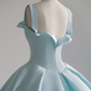 Robe de bal longue en satin bleu, robe bleue Sweet 16 gh984