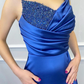 Spaghetti-Straps Beadings Long Mermaid Prom Dress Split With Ruffles  gh758