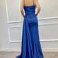 Spaghetti-Straps Beadings Long Mermaid Prom Dress Split With Ruffles  gh758