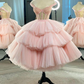 A-line Pink Tulle Short Dress Pink Tulle Homecoming Dress  gh1727