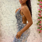 Silver Sequin V-Neck Backless Mini Homecoming Dress gh1320