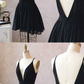 Nettes schwarzes Heimkehrkleid mit V-Ausschnitt Kurzes schwarzes formelles Kleid Partykleid gh1735