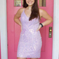 Lavender Sequins Tight Mini Party Dress  gh1533