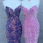 Mermaid Sparkly Sleeveless Prom Dresses V neck Sequins Evening Dresses gh1102