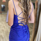 Sparkles Tight Royal Blue Short Homecoming Dress  gh1189