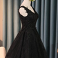 Lovely Black Lace V-neckline Short Homecoming Dress, Black Party Dress gh1761