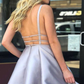 Grey Plunge V Open Back Short Homecoming Gown gh1222