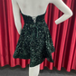 Dark Green Sequin Sweetheart A-Line Short Homecoming Dress gh1328