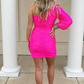 Hot Pink One-Sleeve Rüschen Mini Homecoming Kleid gh1437