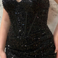 Black Sequin Strapless Tight Mini Homecoming Gown gh1321