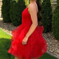 Princess Red A-line Ruffles Short Homecoming Dress  gh1512
