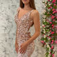 Rose Gold Sequin V-Neck Backless Short Homecoming Dress gh1295