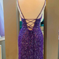 Purple Sequins Tight Short Party Dress gh1561