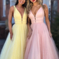 Sexy Deep V-Neck Straps Long Prom Dress,Sparkly Evening Dress gh1185