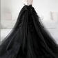 Unique Black Tulle V Neck Sheer Back Lace Applique Evening Dress, Formal Dress  gh1077