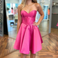 Neon Pink Sweetheart A-Line Short Homecoming Dress gh1289