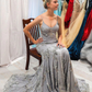 Mermaid V-Neck Silver Long Prom Dress with Open Back gh1046