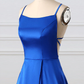 Royal Blue A-Line Prom Dress Side Split Evening Dress  gh1070