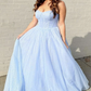 Shiny Tulle Open Back Pink/Blue Long Prom Dresses, Pink/Blue Tulle Formal Graduation Evening Dresses  gh1143