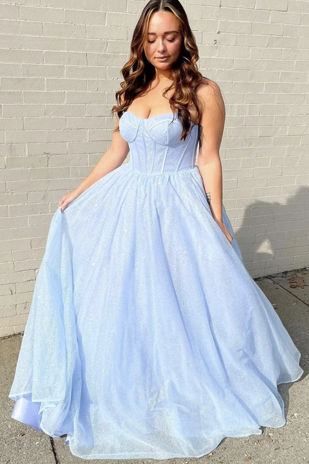 Shiny Tulle Open Back Pink/Blue Long Prom Dresses, Pink/Blue Tulle Formal Graduation Evening Dresses  gh1143
