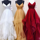V-neck A-line Sparkly Long Prom Dresses  gh1161