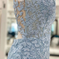 Light Blue Appliques Plunge V Backless Short Homecoming Dress gh1244