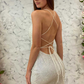 Metallic Spaghetti Strap Backless Short Homecoming Dress gh1300