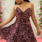 Dark Green Sequin Sweetheart A-Line Short Homecoming Dress gh1328