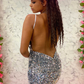 Silver Sequin V-Neck Backless Mini Homecoming Dress gh1320