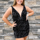 Purple Sequins Plunge Mini Homecoming Dress gh1448