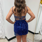 Sequins Straps Tassel Mini Homecoming Dress gh1402