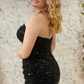Black Sequin Strapless Tight Mini Homecoming Gown gh1321