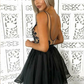 Straps Sweetheart Black Appliques Ball Gown Organza Short Sexy Backless Homecoming Dresses gh1769