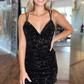 Sequin V-Neck Lace-Up Mini Homecoming Dress  gh1347