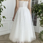 White A-Line Tulle Long Prom Dress, Homecoming Dress gh1756