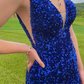Purple Sequins Plunge Mini Homecoming Dress gh1448