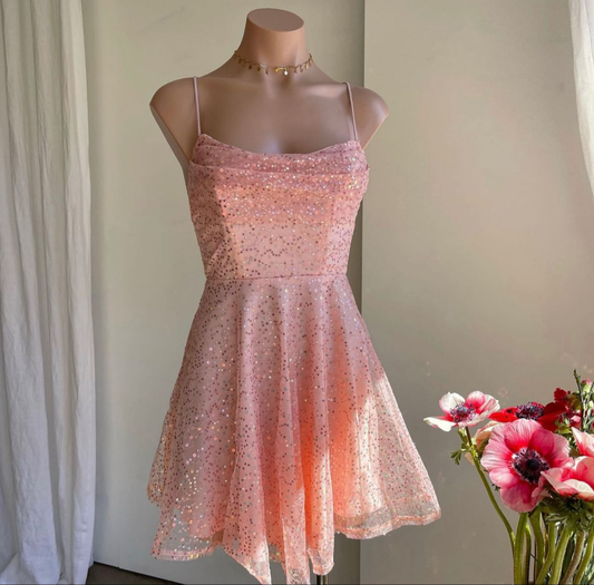 PRINCESS OF STYLE DRESS ROSE GOLD SEQUINS  gh1748