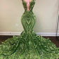 Green Prom Dresses, Lace Prom Dresses, Mermaid Prom Dresses, Court Train Evening Dresses, Long Evening Dresses   gh1788